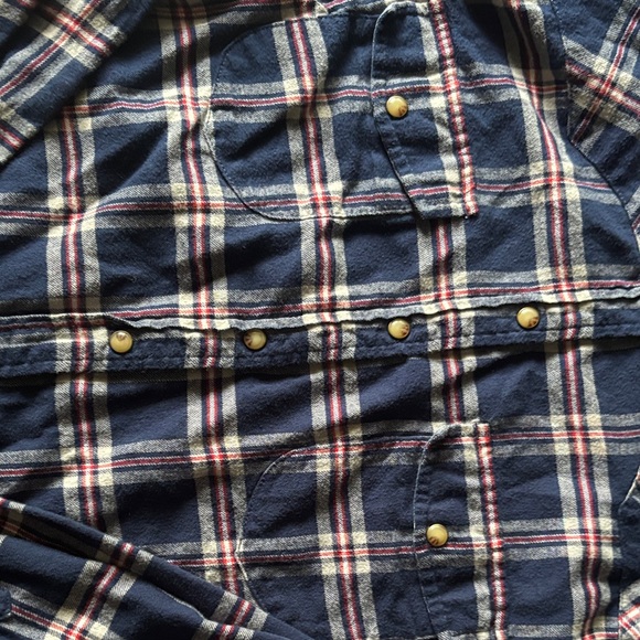 JACHS Girlfriend Navy and Red Plaid Button Down Shirt - Picture 4 of 4